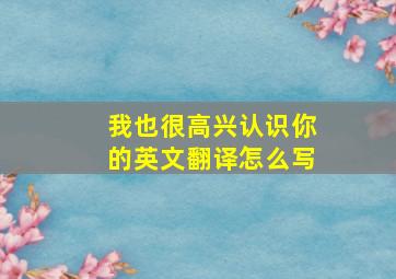 我也很高兴认识你的英文翻译怎么写