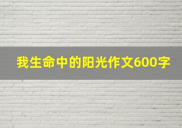 我生命中的阳光作文600字