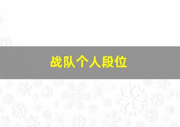 战队个人段位