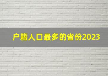 户籍人口最多的省份2023