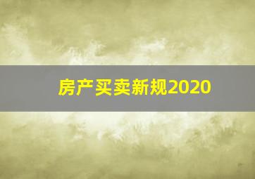 房产买卖新规2020