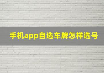 手机app自选车牌怎样选号