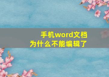 手机word文档为什么不能编辑了