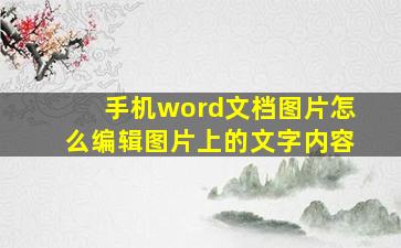 手机word文档图片怎么编辑图片上的文字内容