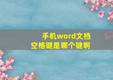 手机word文档空格键是哪个键啊