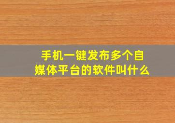 手机一键发布多个自媒体平台的软件叫什么