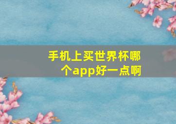 手机上买世界杯哪个app好一点啊