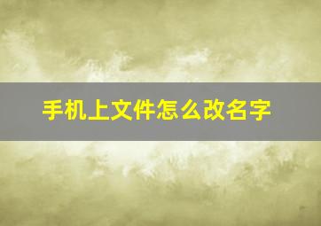 手机上文件怎么改名字