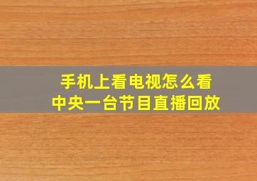 手机上看电视怎么看中央一台节目直播回放