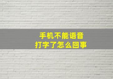 手机不能语音打字了怎么回事