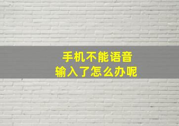 手机不能语音输入了怎么办呢