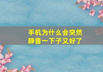 手机为什么会突然静音一下子又好了