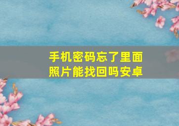 手机密码忘了里面照片能找回吗安卓