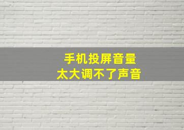 手机投屏音量太大调不了声音