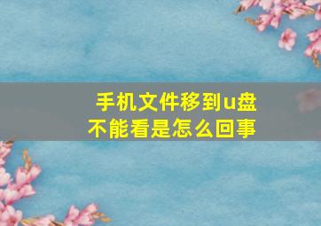 手机文件移到u盘不能看是怎么回事