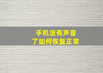 手机没有声音了如何恢复正常