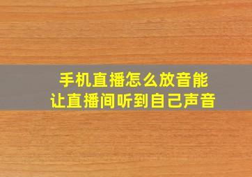 手机直播怎么放音能让直播间听到自己声音