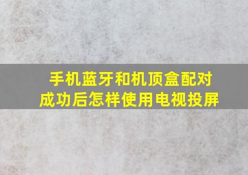 手机蓝牙和机顶盒配对成功后怎样使用电视投屏