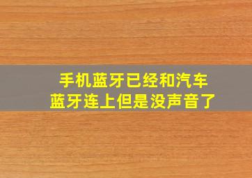 手机蓝牙已经和汽车蓝牙连上但是没声音了