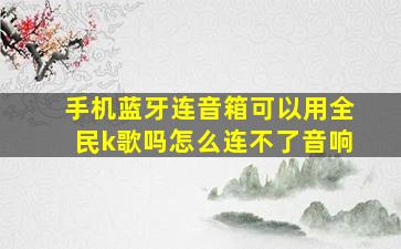 手机蓝牙连音箱可以用全民k歌吗怎么连不了音响