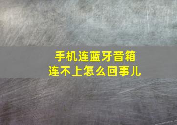 手机连蓝牙音箱连不上怎么回事儿