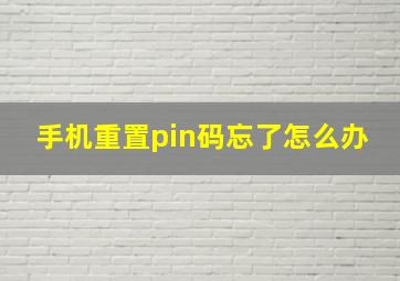 手机重置pin码忘了怎么办