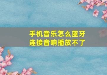 手机音乐怎么蓝牙连接音响播放不了