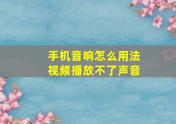 手机音响怎么用法视频播放不了声音