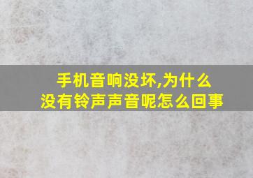 手机音响没坏,为什么没有铃声声音呢怎么回事