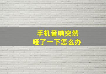 手机音响突然哑了一下怎么办