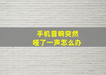 手机音响突然哑了一声怎么办