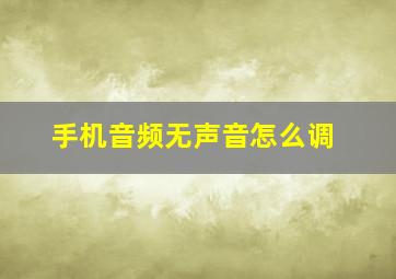 手机音频无声音怎么调