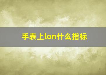 手表上lon什么指标