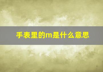 手表里的m是什么意思