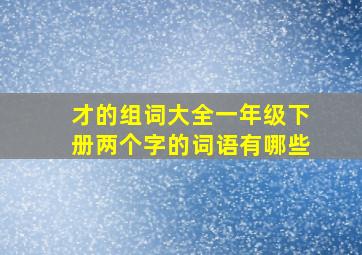 才的组词大全一年级下册两个字的词语有哪些