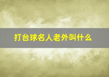 打台球名人老外叫什么