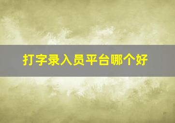 打字录入员平台哪个好