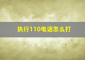 执行110电话怎么打