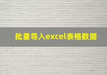 批量导入excel表格数据