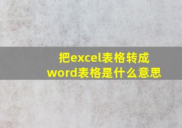 把excel表格转成word表格是什么意思