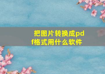 把图片转换成pdf格式用什么软件