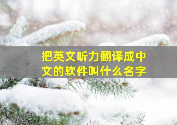 把英文听力翻译成中文的软件叫什么名字