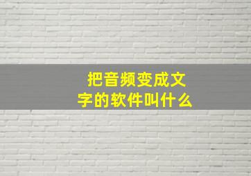 把音频变成文字的软件叫什么