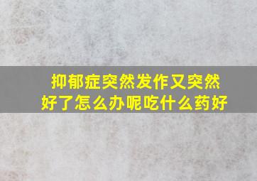 抑郁症突然发作又突然好了怎么办呢吃什么药好