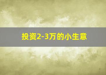 投资2-3万的小生意