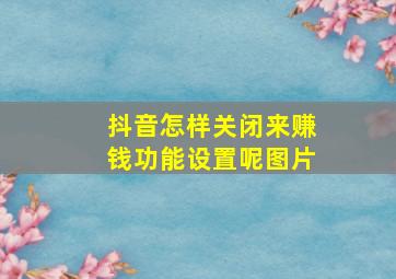 抖音怎样关闭来赚钱功能设置呢图片