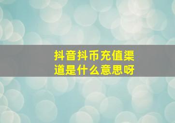 抖音抖币充值渠道是什么意思呀