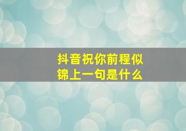 抖音祝你前程似锦上一句是什么