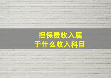 担保费收入属于什么收入科目