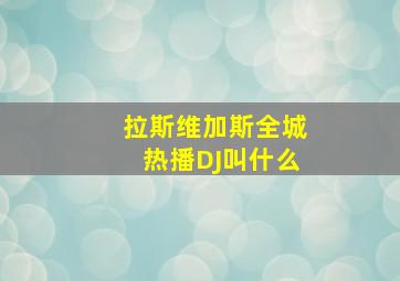 拉斯维加斯全城热播DJ叫什么